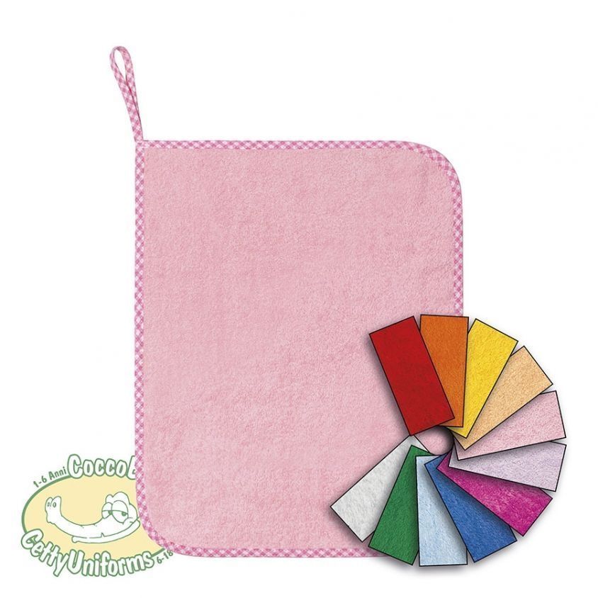 Asciugamano bambina rosa con asola per asilo
